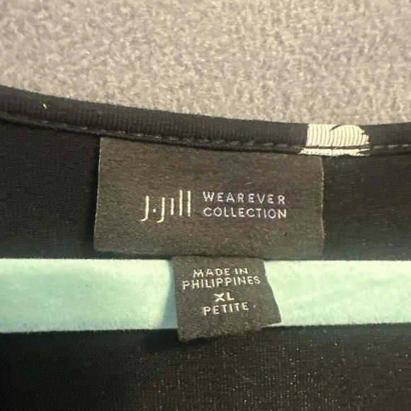 J. Jill Wearever Maxi Dress Size XL Petite Black Elastic Waist All Over Print - Picture 5 of 8